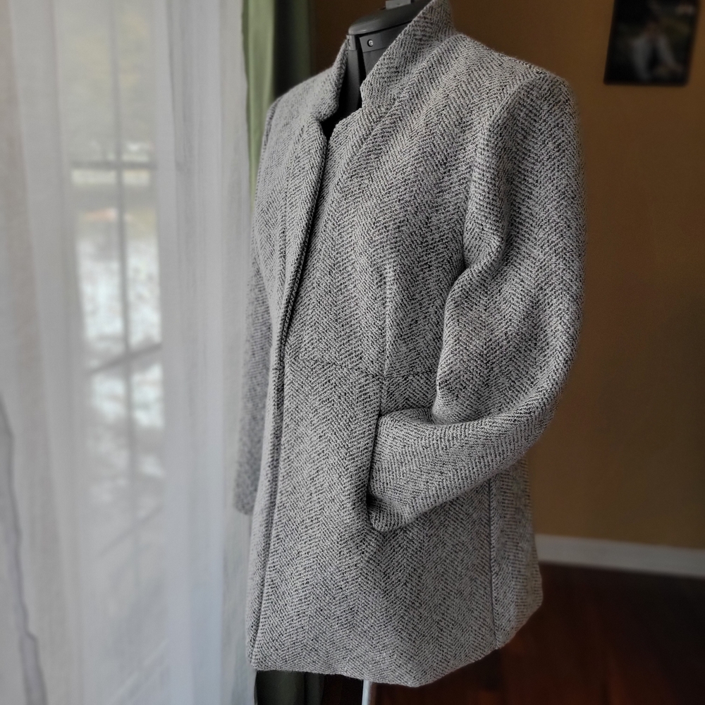 Vici Tayshia Wool Gray Patterned Jacket With Pock… - image 2